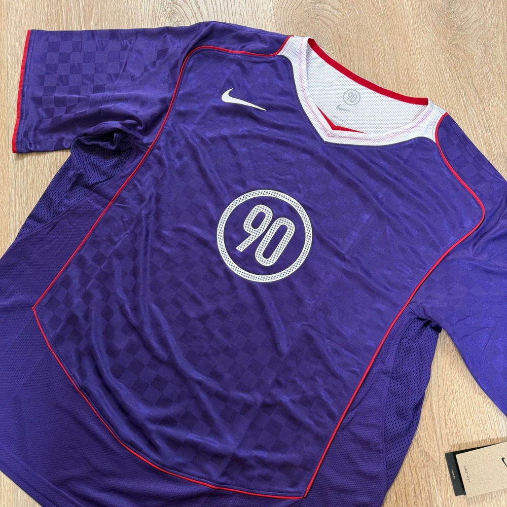 Nike Total 90 T90 Soccer Jersey Mens XXL Purple Dri-FIT Checkerboard IM6299-547